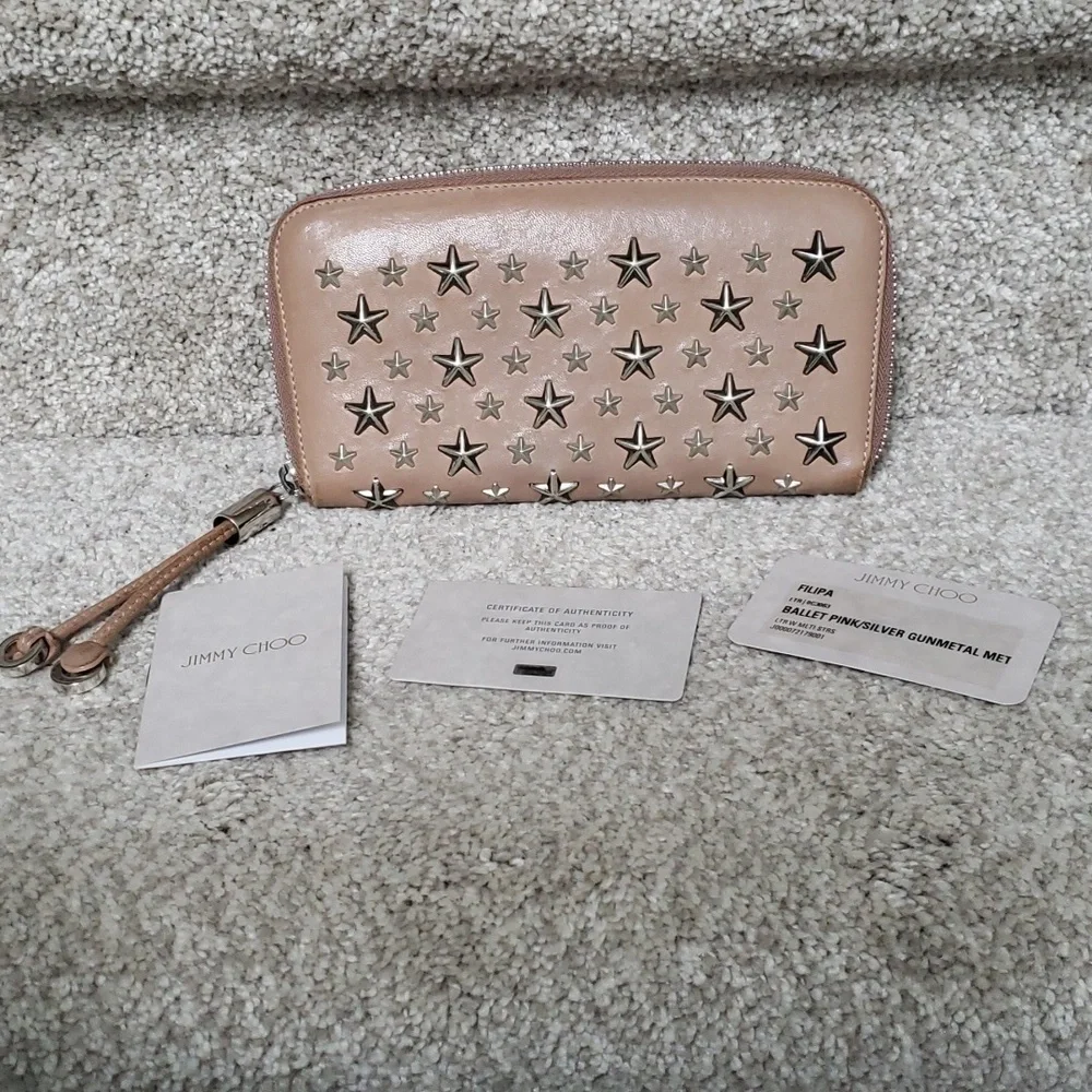 Jimmy Choo ballet pink and silver gunmetal zip wallet Authentic - Picture 10 of 10